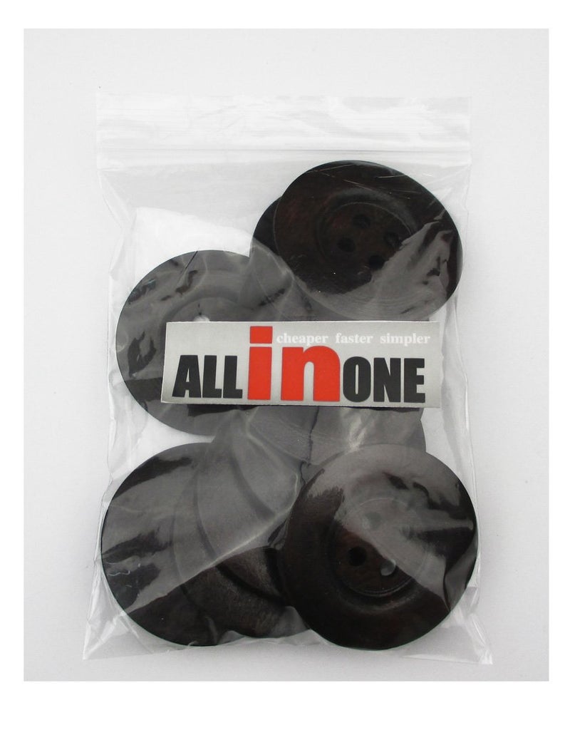 All In One 10pcs Dark Brown Large 4 Hole Sewing Wood Buttons with Wide Edge 50mm(2 ) - Image 4